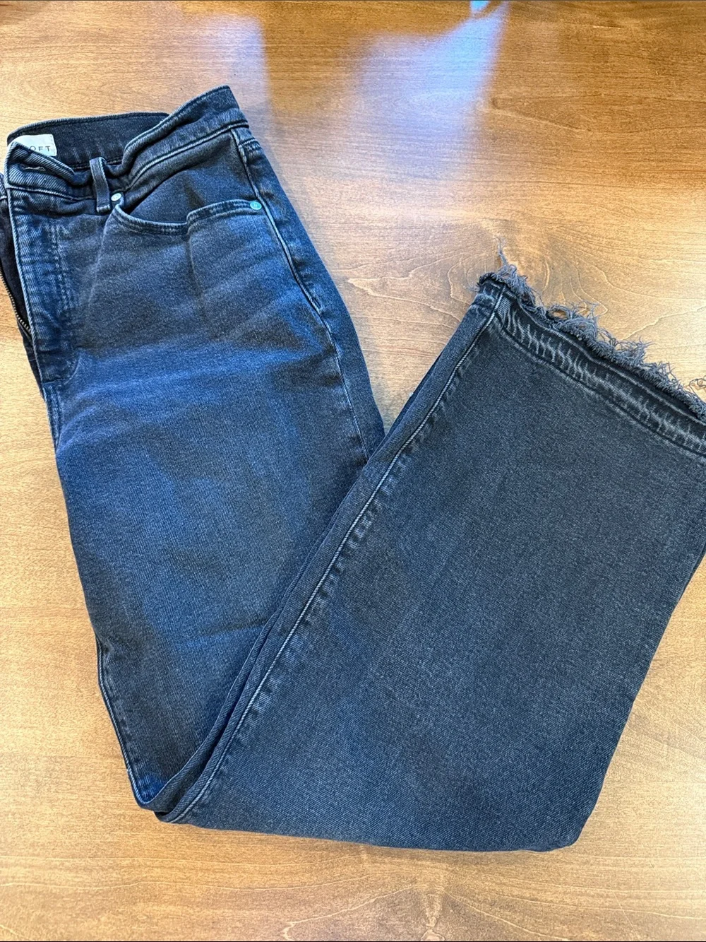 LOFT Straight Leg Jeans in Washed Black